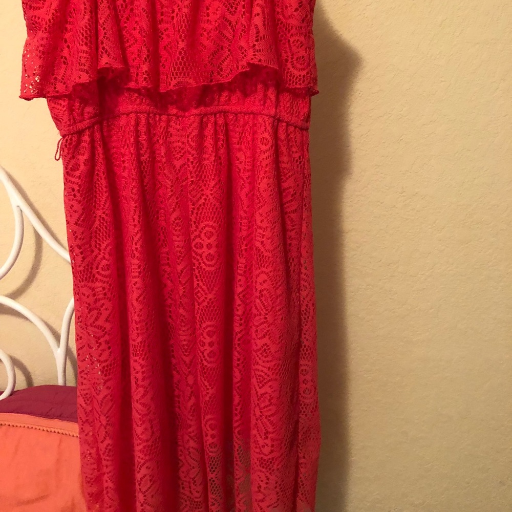 Juniors pink lace dress